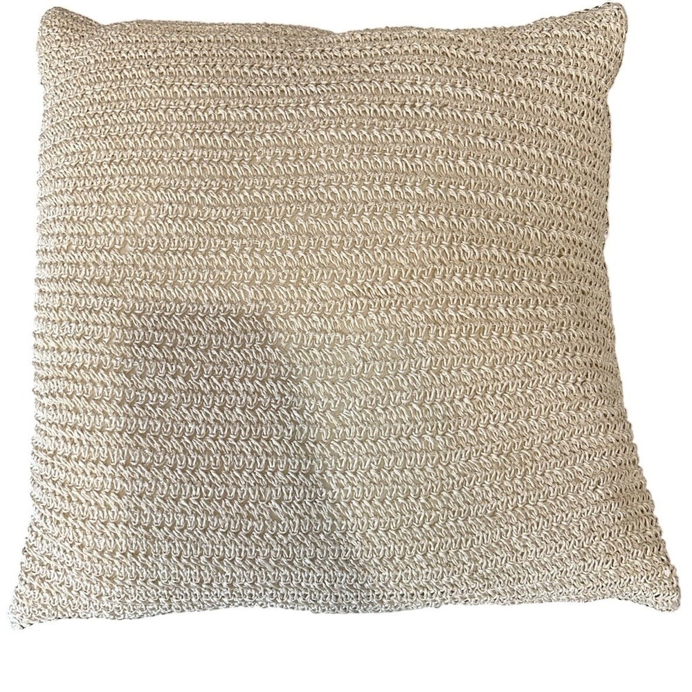 Threshold Natural Woven Paper Toss Pillow 24x24 Cream Boho Coastal Square Decor